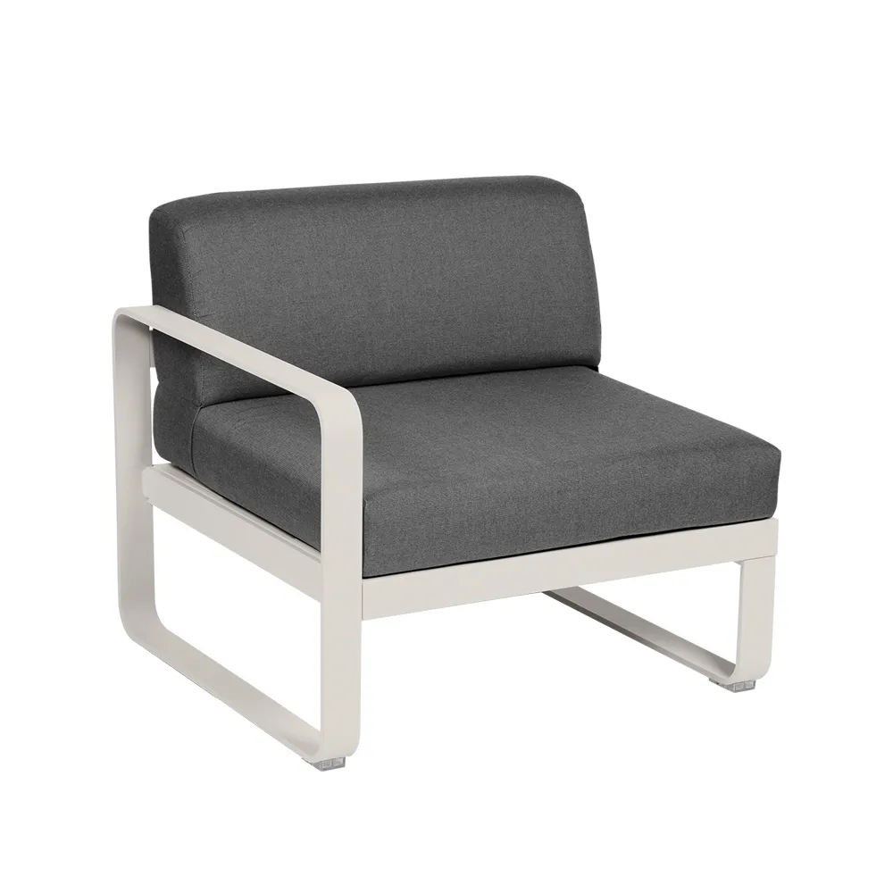 Bellevie Left modulsofa, Clay grey (grå), graphite grey pute, 1-seter Fermob