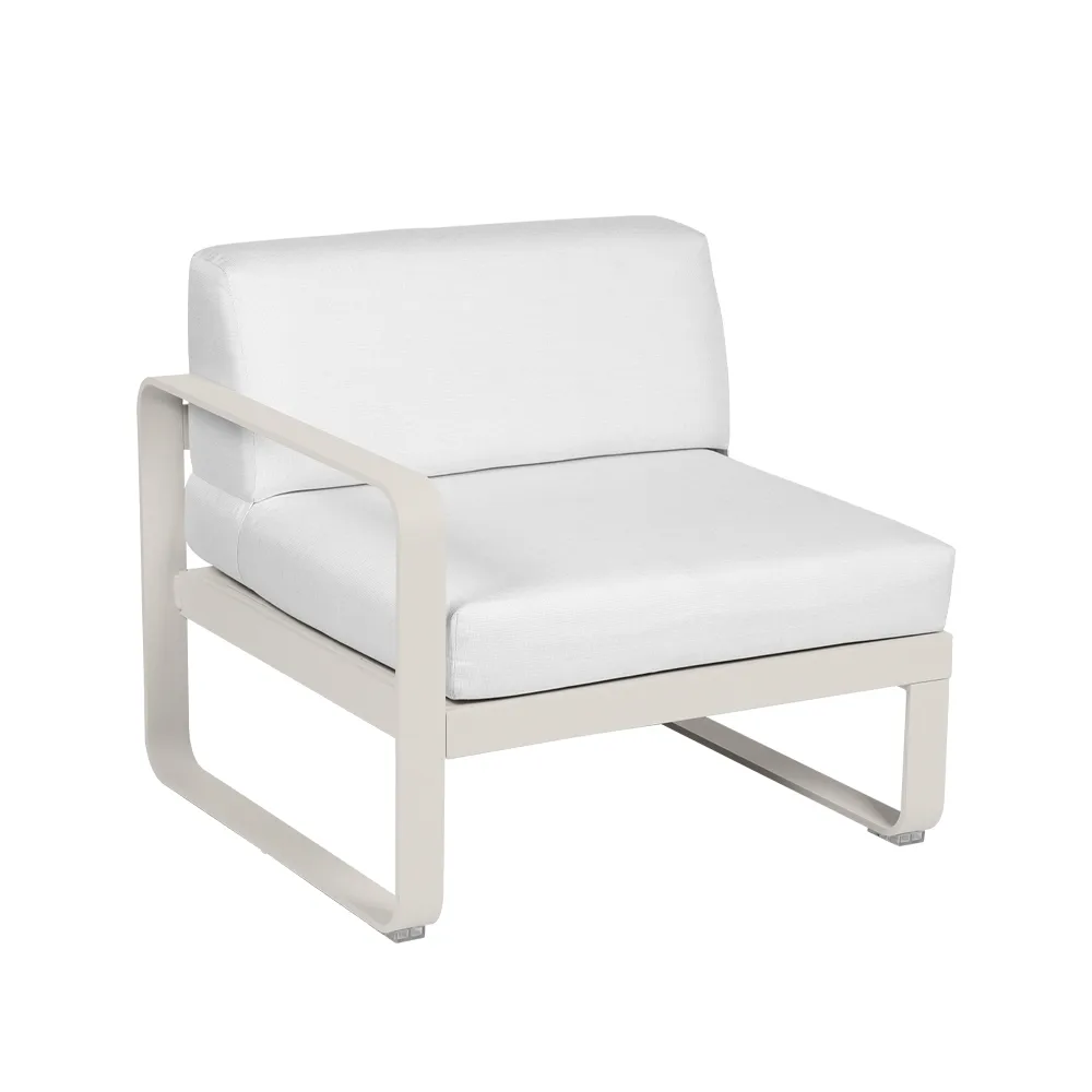 Bellevie Left modulsofa, Clay grey (grå), off-white pute, 1-seter Fermob