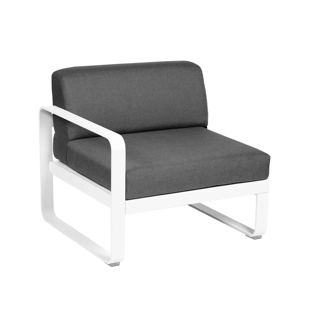 Bellevie Left modulsofa, Cotton white (hvit), graphite grey pute, 1-sete Fermob
