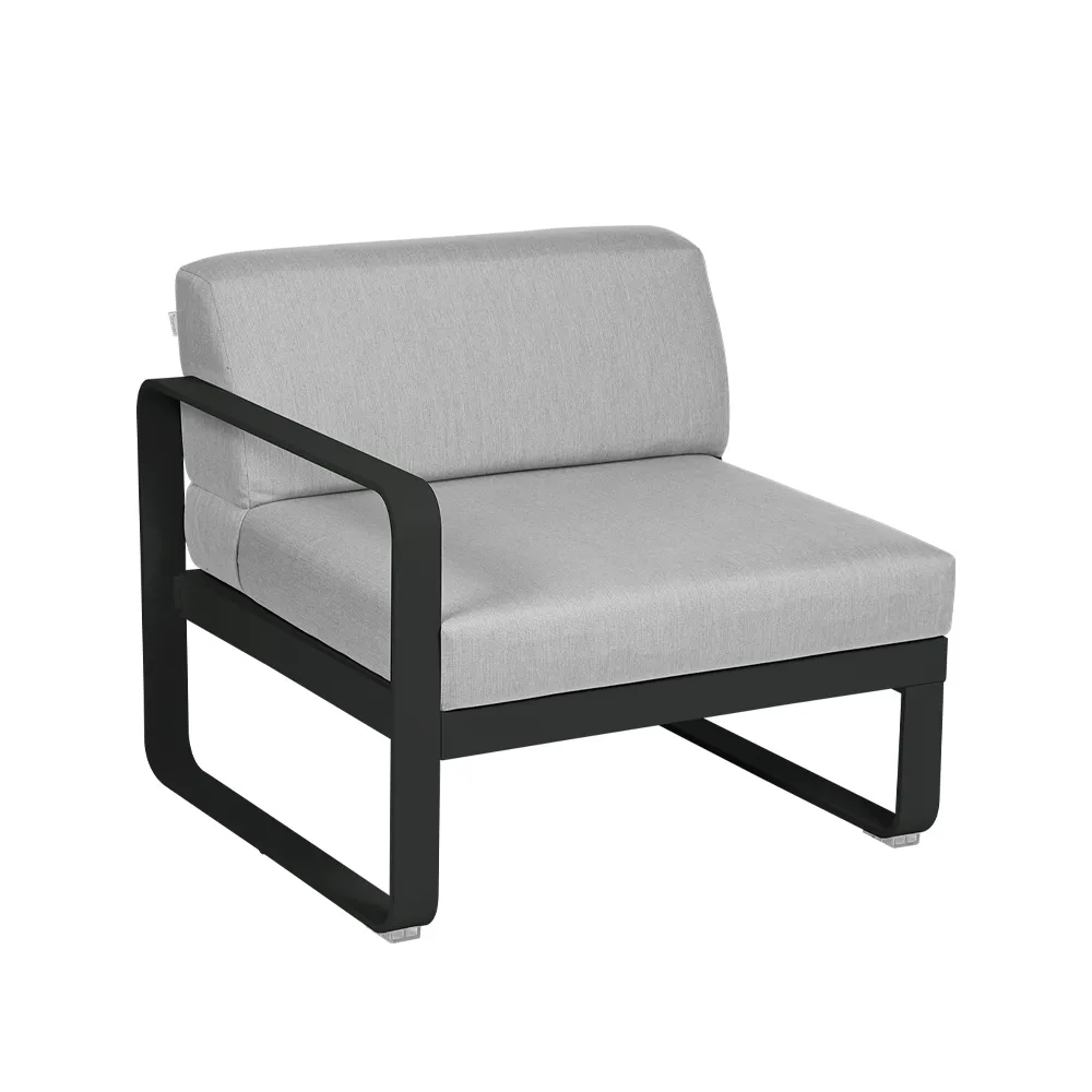 Bellevie Left modulsofa, Liquorice (svart), flannel grey pute, 1-sete Fermob