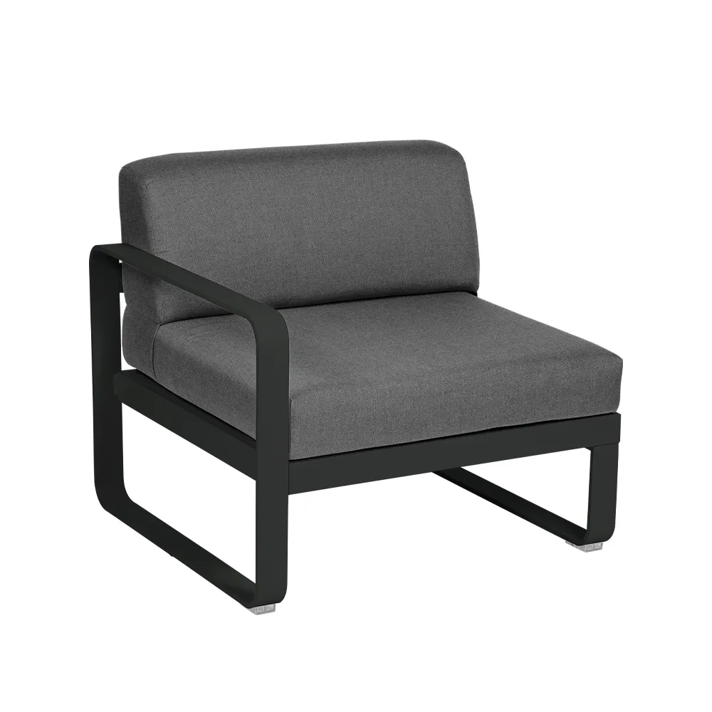 Bellevie Left modulsofa, Liquorice (svart), graphite grey pute, 1-seter Fermob