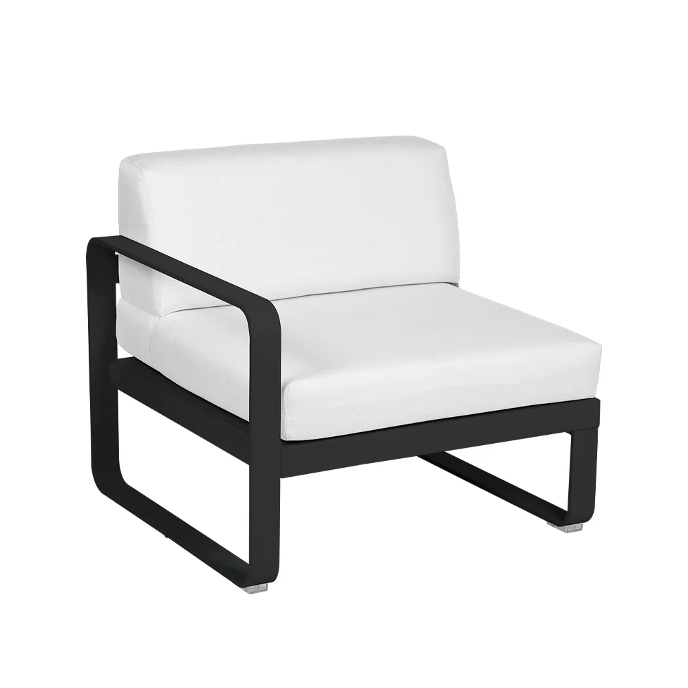 Bellevie Left modulsofa, Liquorice (svart), off-white pute, 1-sete Fermob