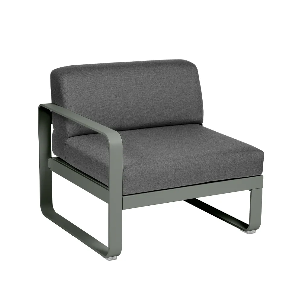 Bellevie Left modulsofa, Rosemary (grønn), graphite grey pute, 1-seter Fermob