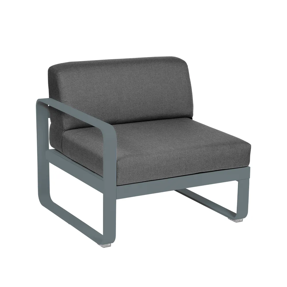 Bellevie Left modulsofa, Storm grey (grå), graphite grey pute, 1-seter Fermob