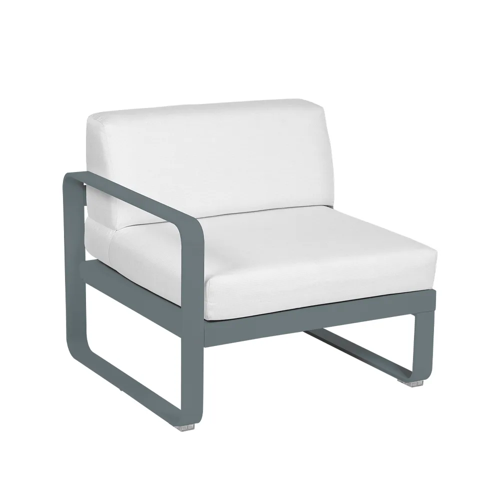Bellevie Left modulsofa, Storm grey (grå), off-white pute, 1-seter Fermob