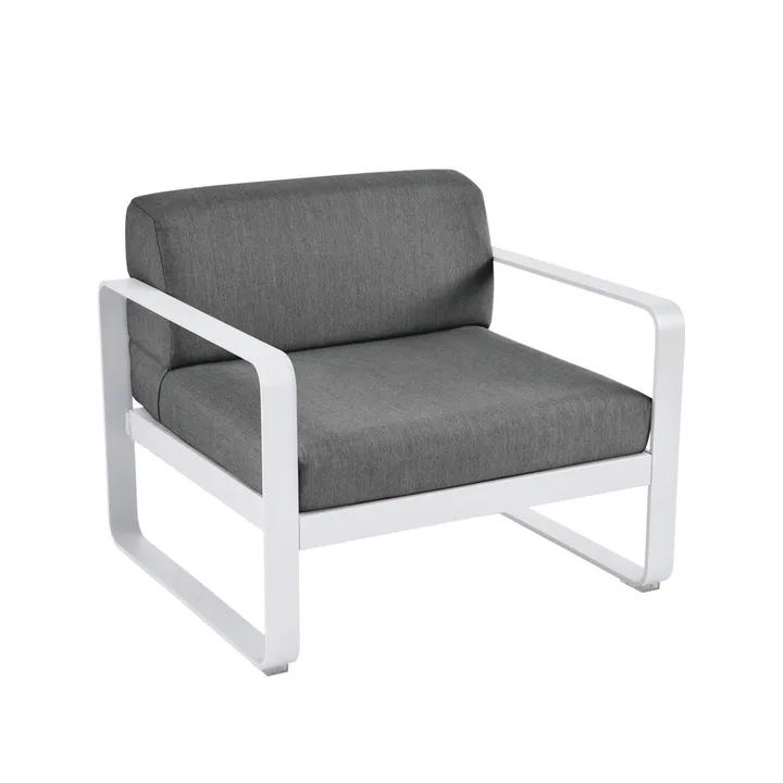 Bellevie lenestol - Cotton white (hvit), graphite grey pute - Fermob