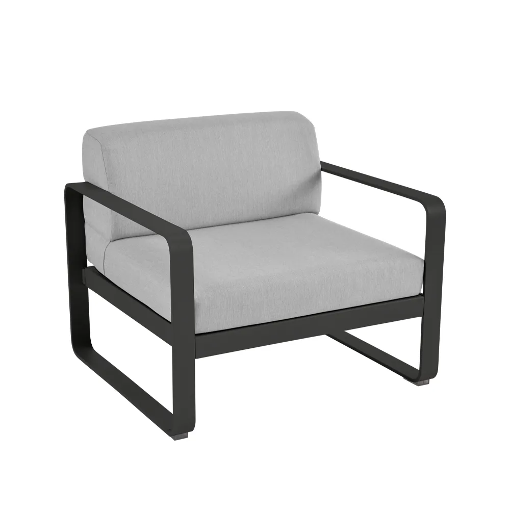 Bellevie lenestol, Liquorice (svart), flannel grey pute Fermob