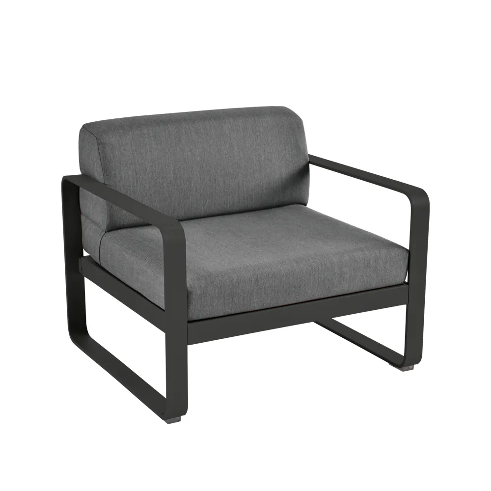 Bellevie lenestol, Liquorice (svart), graphite grey pute Fermob