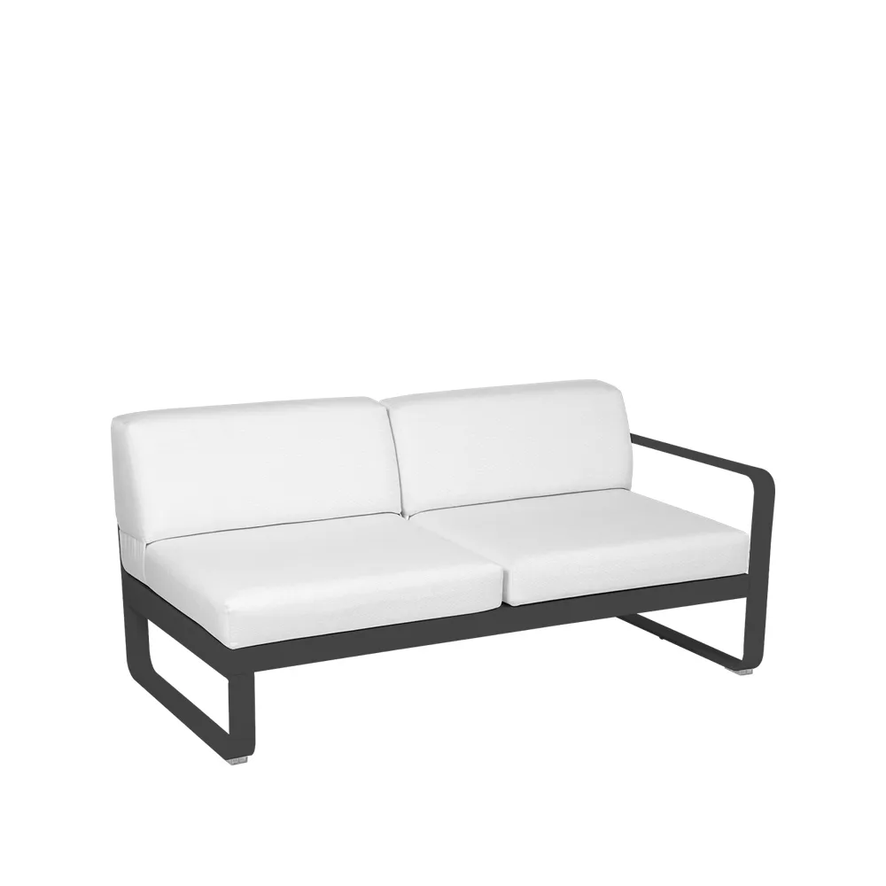 Bellevie Right modulsofa, 2-seters Anthracite (grå), off-white pute Fermob