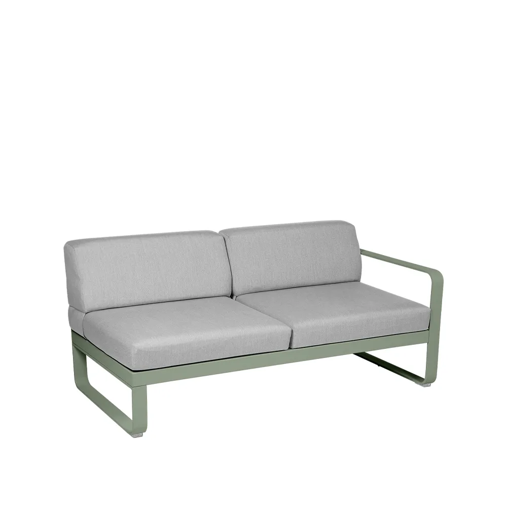 Bellevie Right modulsofa, 2-seters Cactus (grønn), flannel grey pute Fermob