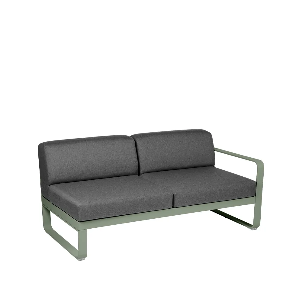 Bellevie Right modulsofa, 2-seters Cactus (grønn), graphite grey pute Fermob