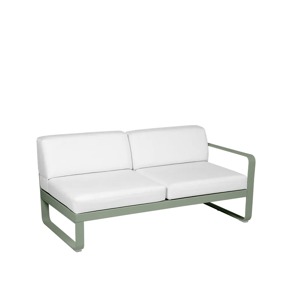 Bellevie Right modulsofa, 2-seters Cactus (grønn), off-white pute Fermob