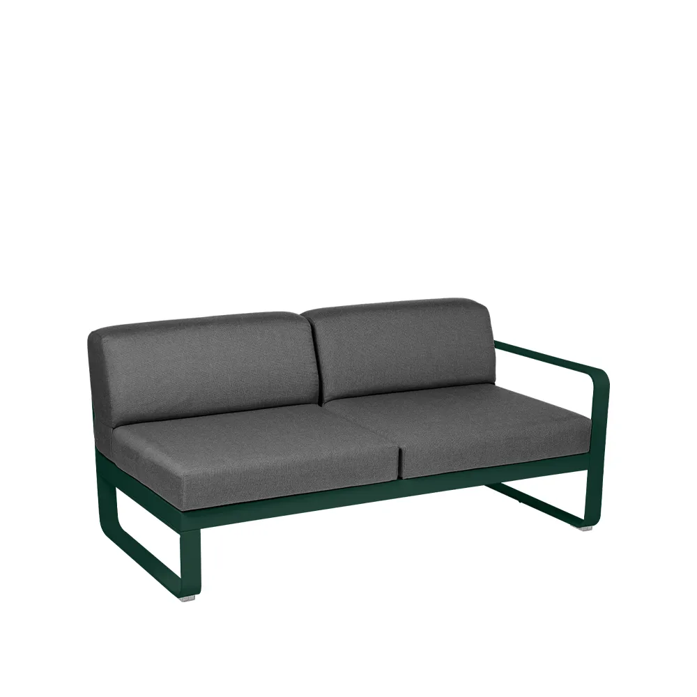 Bellevie Right modulsofa, 2-seters Cedar green (grønn), graphite grey pute Fermob