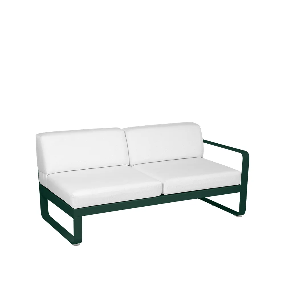 Bellevie Right modulsofa, 2-seters Cedar green (grønn), off-white pute Fermob