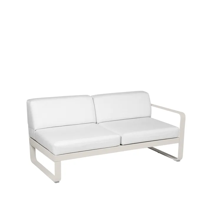 Bellevie Right modulsofa - 2-seters Clay grey (grå), off-white pute - Fermob