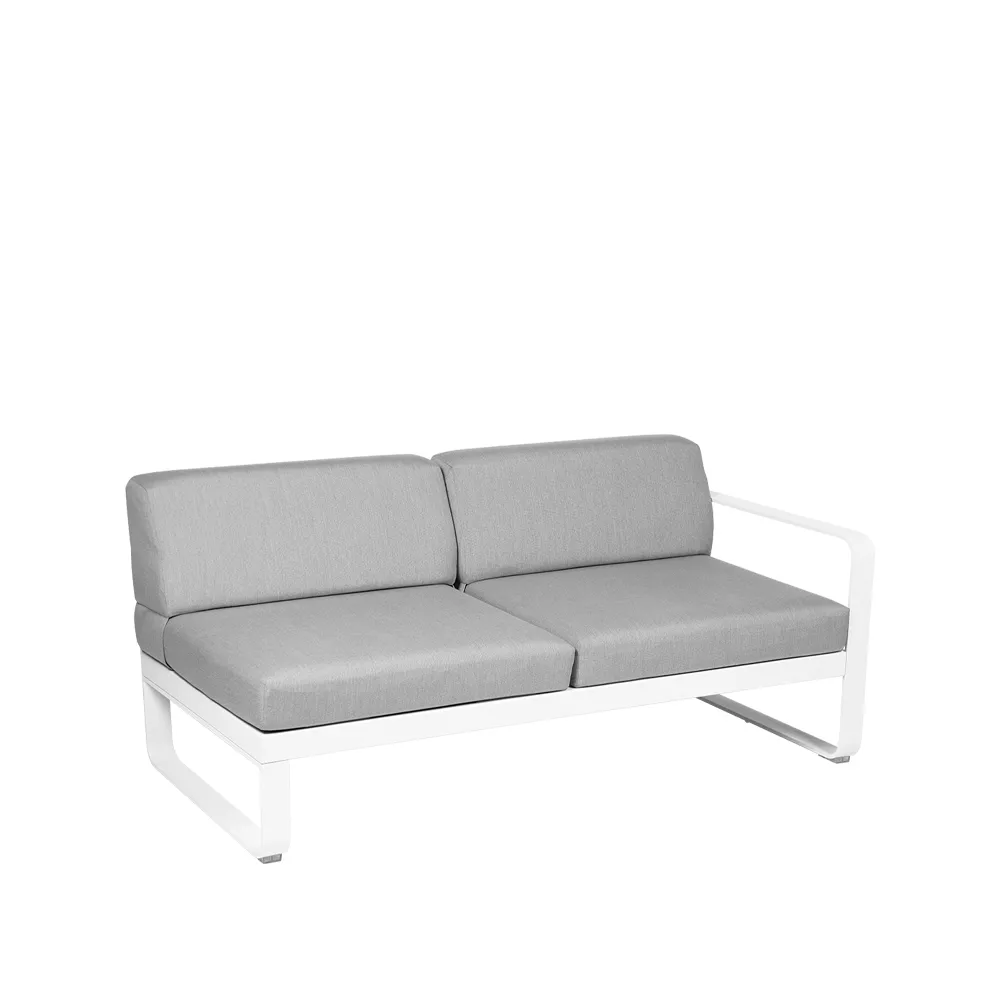 Bellevie Right modulsofa, 2-seters Cotton white (hvit), flannel grey pute/dyne Fermob
