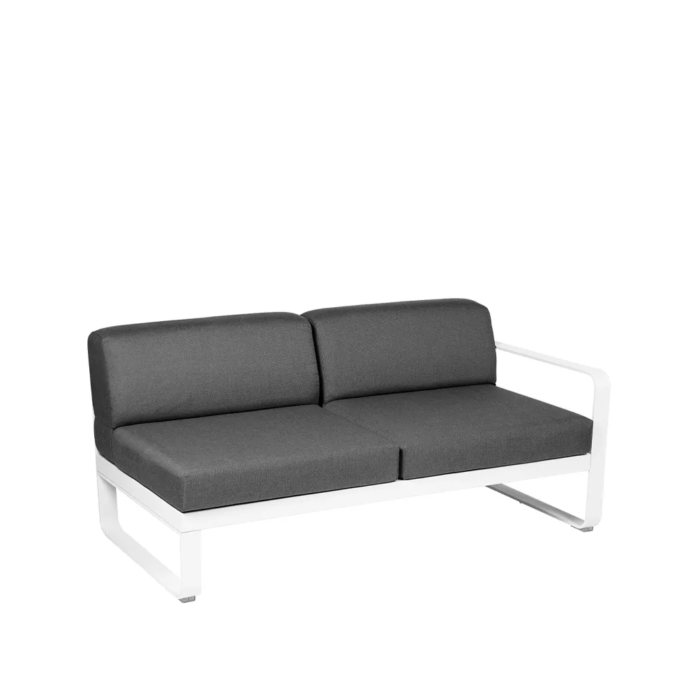 Bellevie Right modulsofa, 2-seters Cotton white (hvit), graphite grey pute Fermob