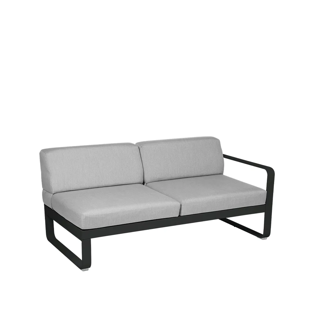 Bellevie Right modulsofa, 2-seters Liquorice (svart), flannel grey pute Fermob