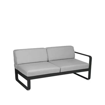 Bellevie Right modulsofa - 2-seters Liquorice (svart), flannel grey pute - Fermob