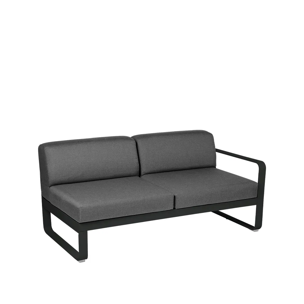 Bellevie Right modulsofa, 2-seters Liquorice (svart), graphite grey pute Fermob