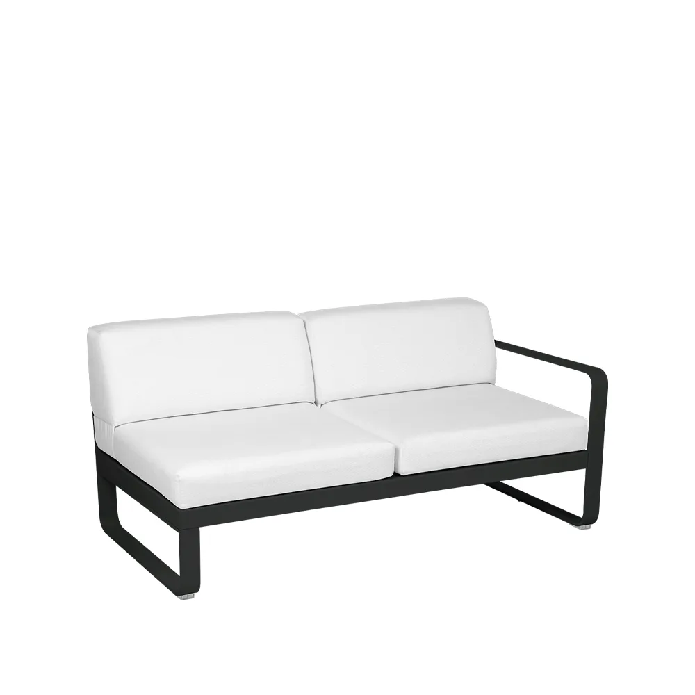 Bellevie Right modulsofa, 2-seters Liquorice (svart), off-white pute Fermob