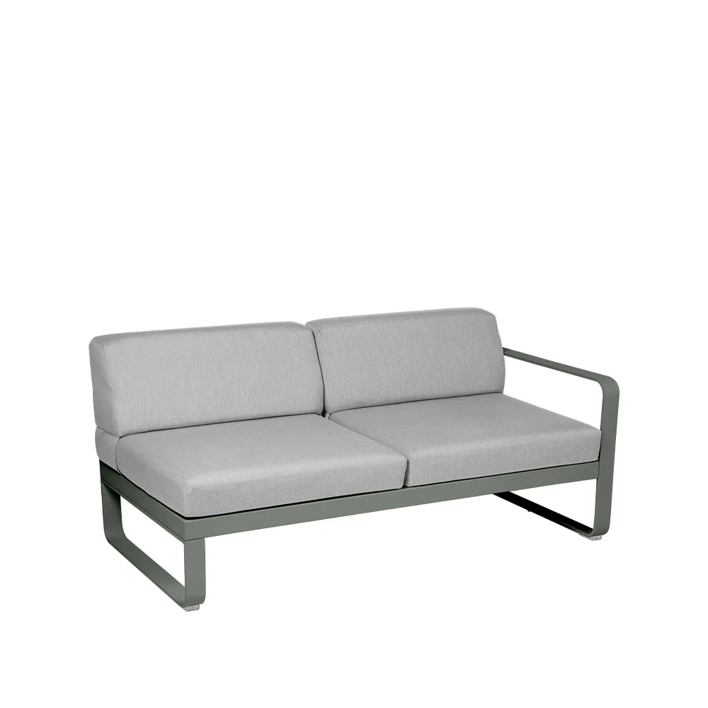 Bellevie Right modulsofa, 2-seters Rosemary (grønn), flannel grey pute Fermob