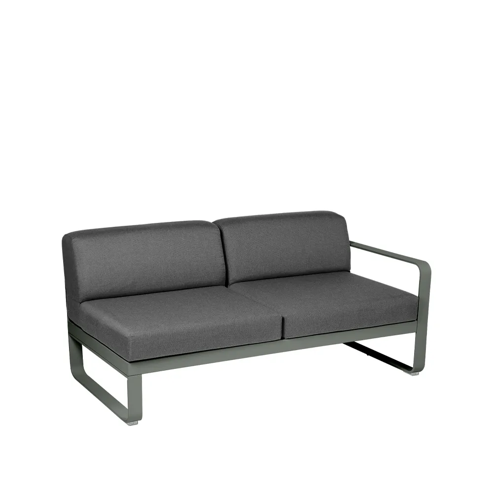 Bellevie Right modulsofa, 2-seters Rosemary (grønn), graphite grey pute Fermob