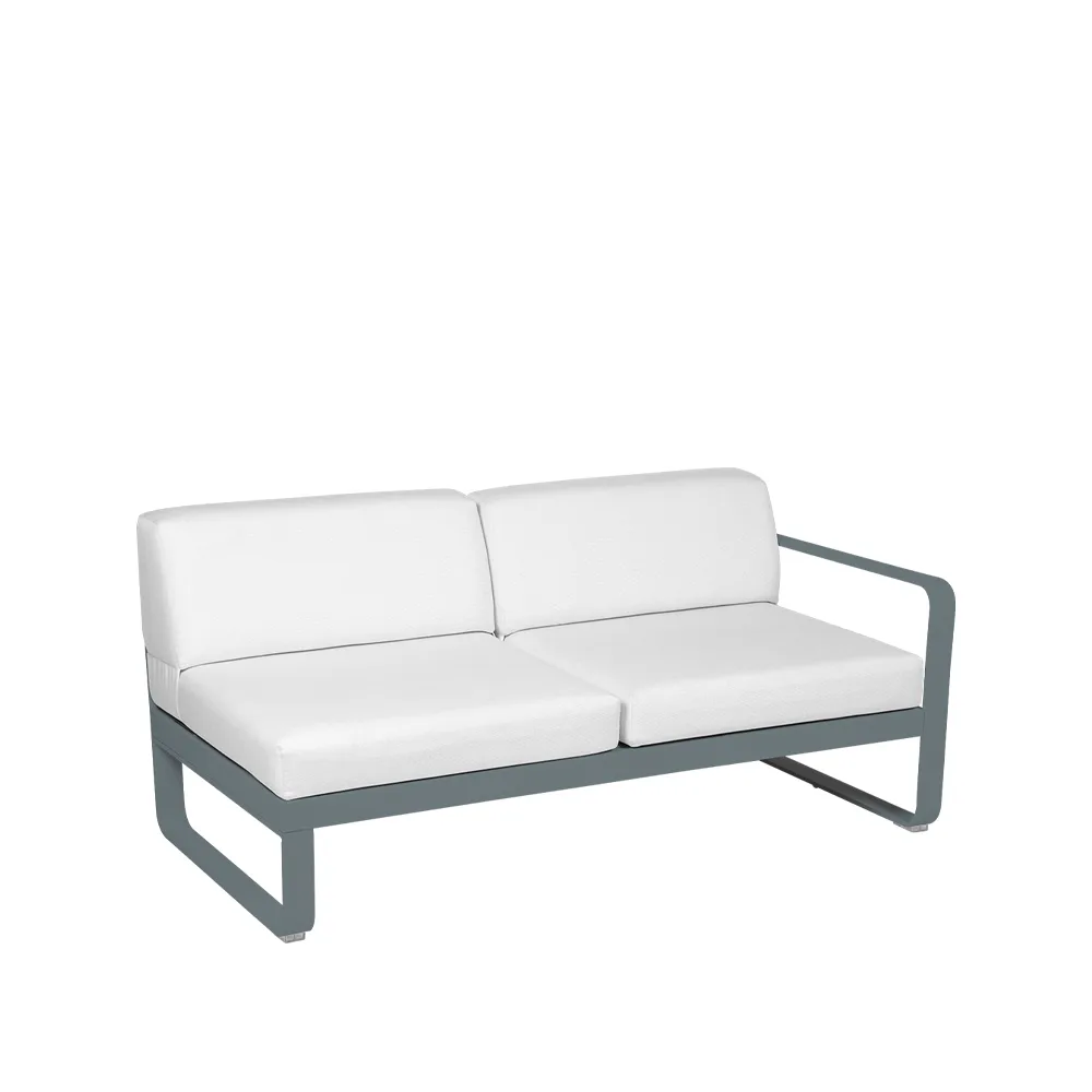 Bellevie Right modulsofa, 2-seters Storm grey (grå), off-white pute Fermob