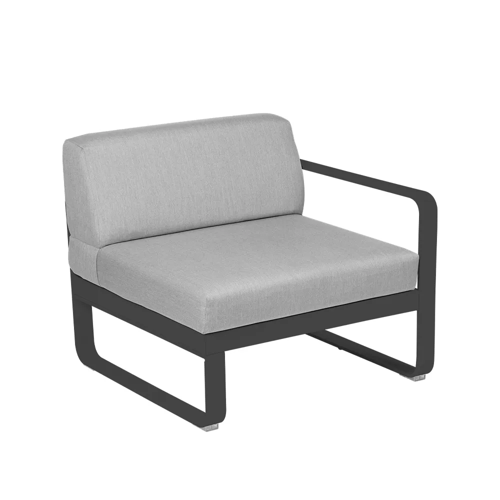 Bellevie Right modulsofa, Anthracite (grå), flannel grey pute, 1-seter Fermob