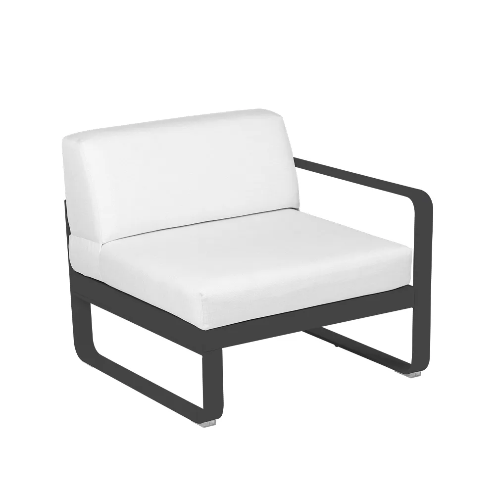 Bellevie Right modulsofa, Anthracite (grå), off-white pute, 1-seter Fermob