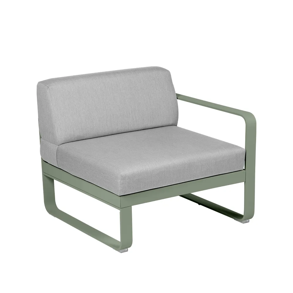 Bellevie Right modulsofa, Cactus (grønn), flannel grey pute, 1-seter Fermob