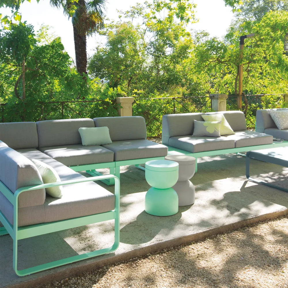 Bellevie Right modulsofa, Cactus (grønn), off-white pute, 1-sete Fermob