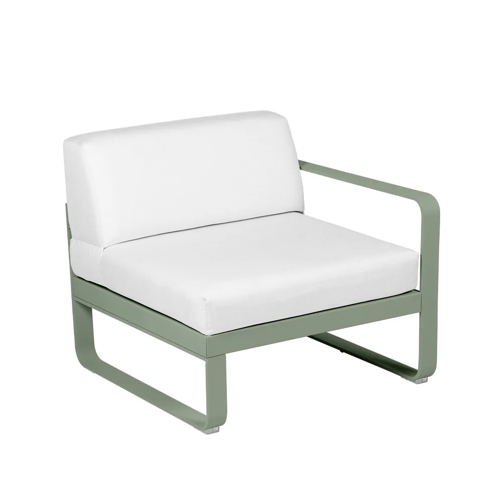 Bellevie Right modulsofa, Cactus (grønn), off-white pute, 1-sete Fermob