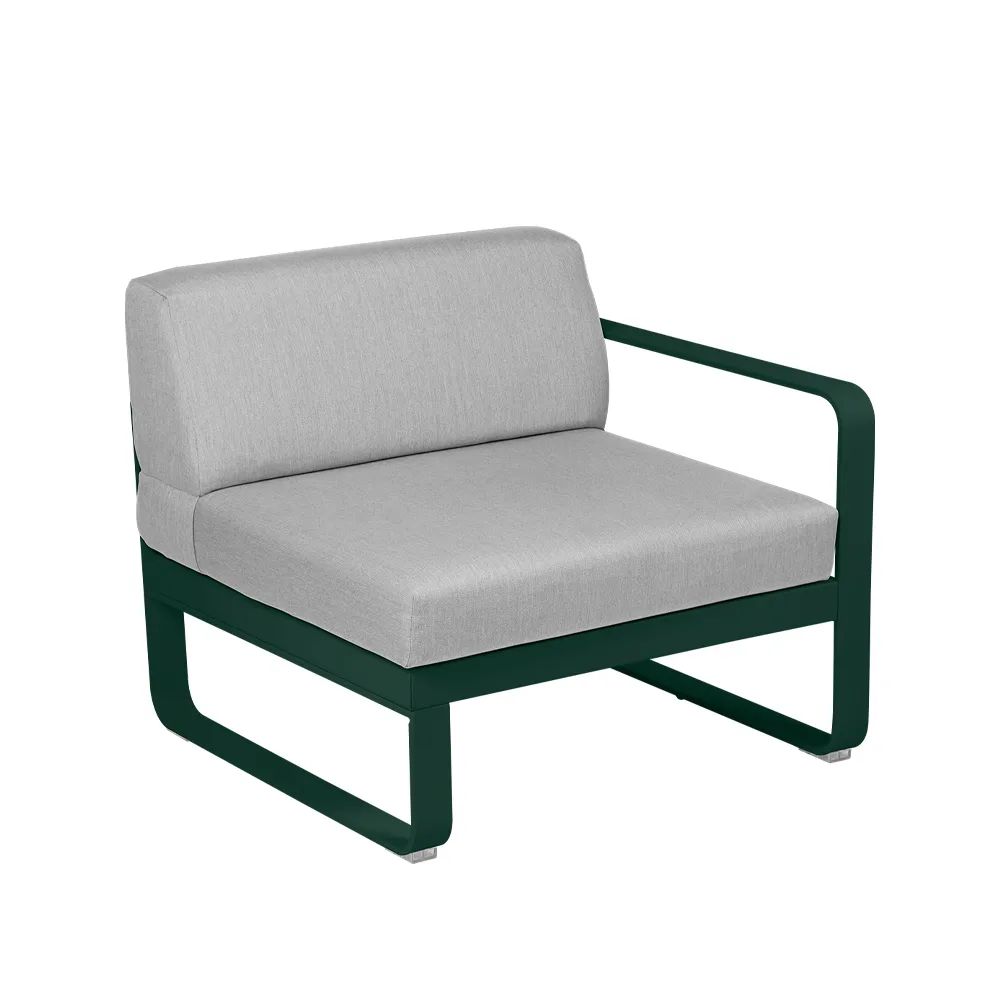 Bellevie Right modulsofa, Cedar green (grønn), flannel grey pute, 1-seter Fermob