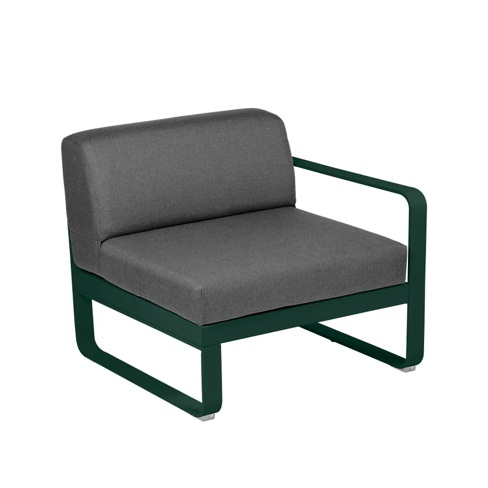 Bellevie Right modulsofa, Cedar green (grønn), graphite grey pute, 1-seter Fermob