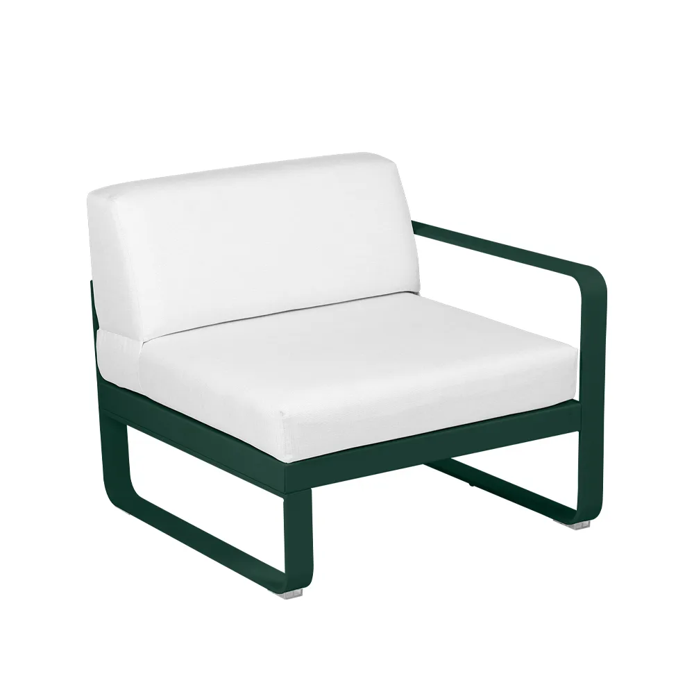 Bellevie Right modulsofa, Cedar green, off-white pute, 1-seter Fermob