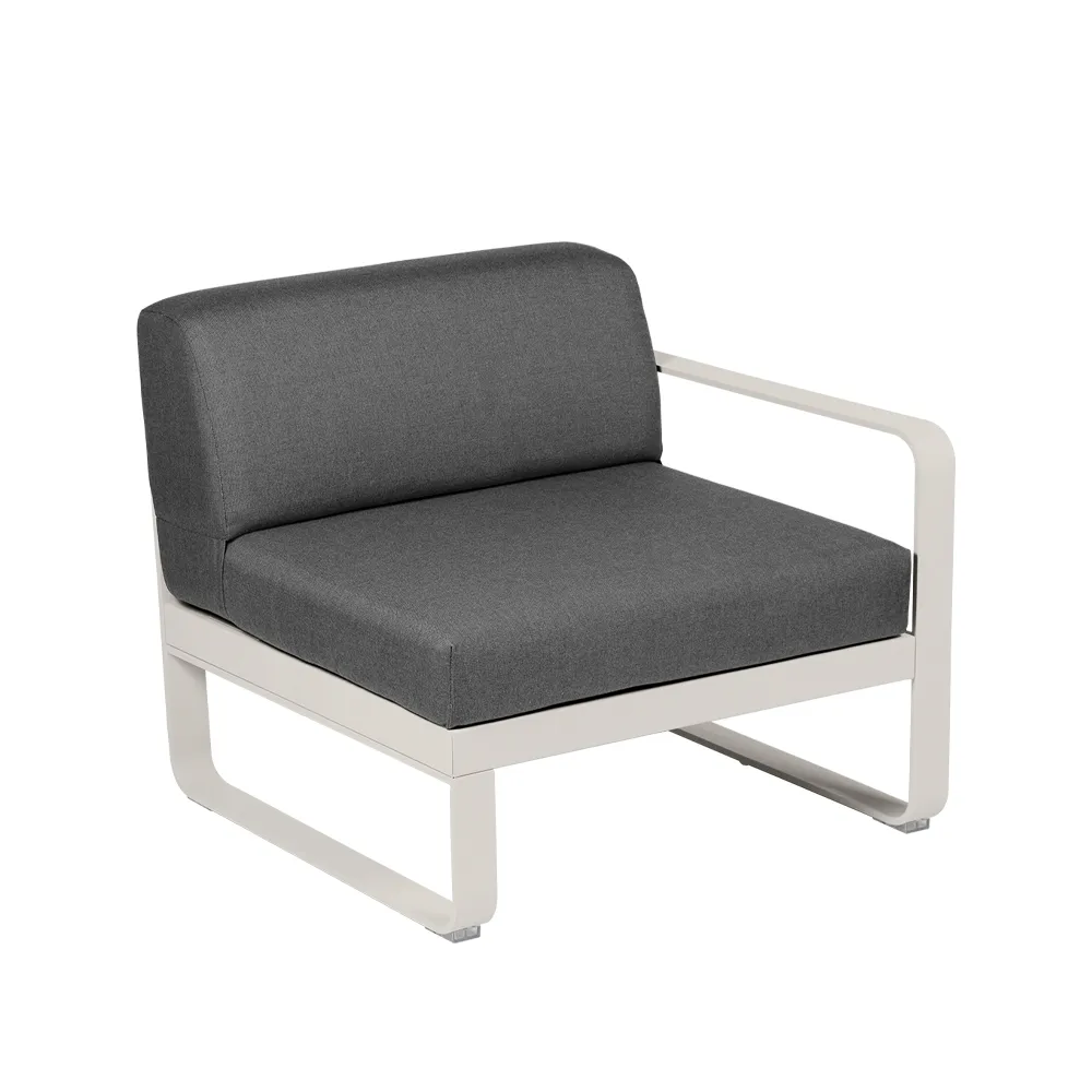 Bellevie Right modulsofa, Clay grey (grå), graphite grey pute, 1-seter Fermob