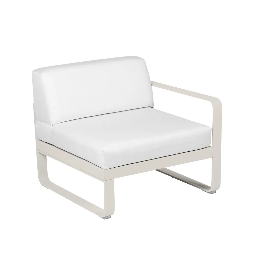 Bellevie Right modulsofa, Clay grey (grå), off-white pute, 1-seter Fermob