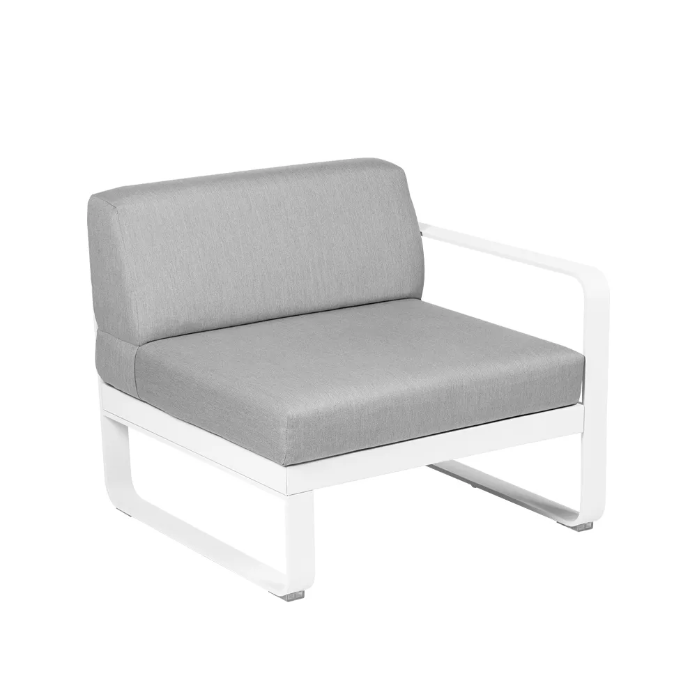 Bellevie Right modulsofa, Cotton white (hvit), flannel grey pute, 1-seter Fermob