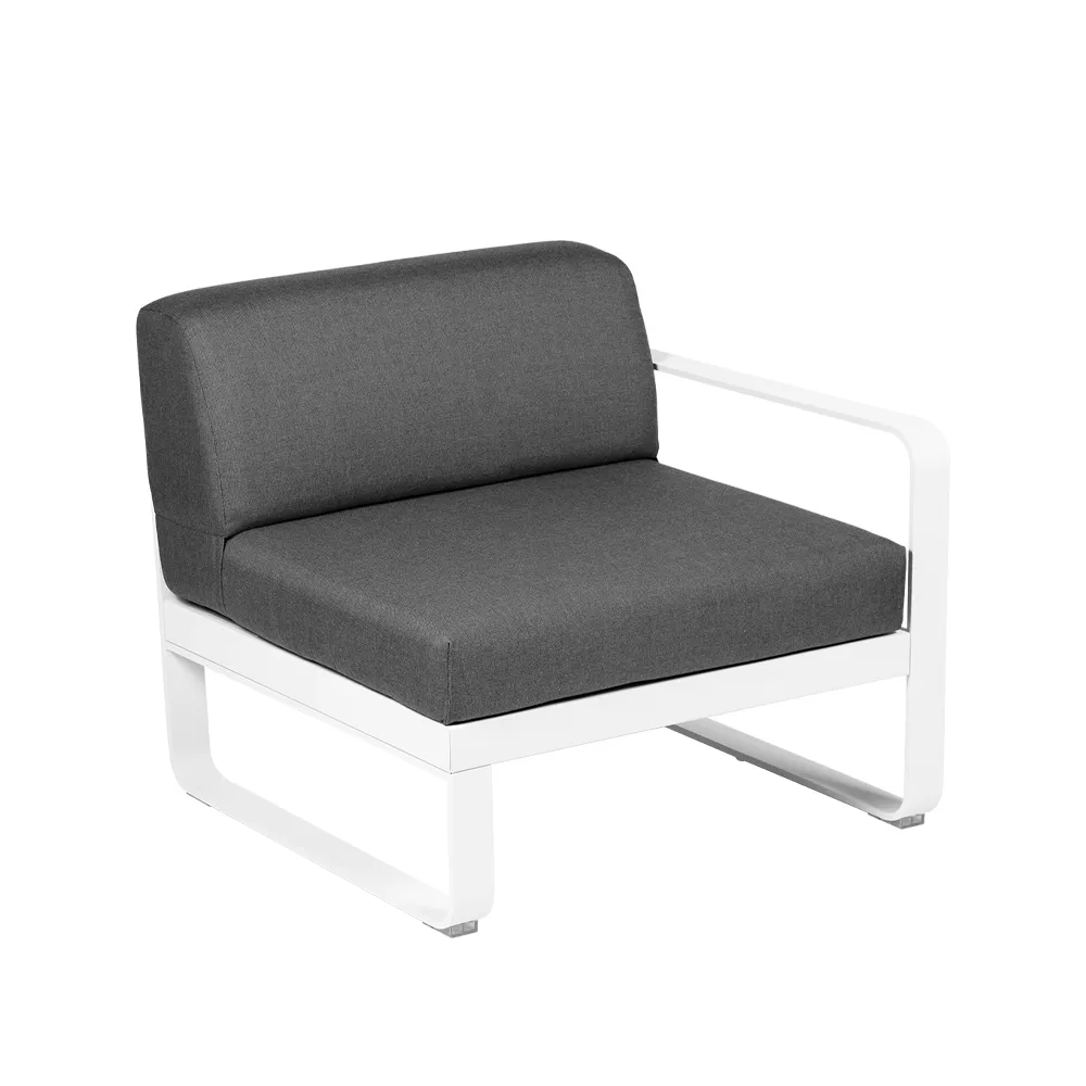 Bellevie Right modulsofa, Cotton white (hvit), graphite grey pute, 1-sete Fermob