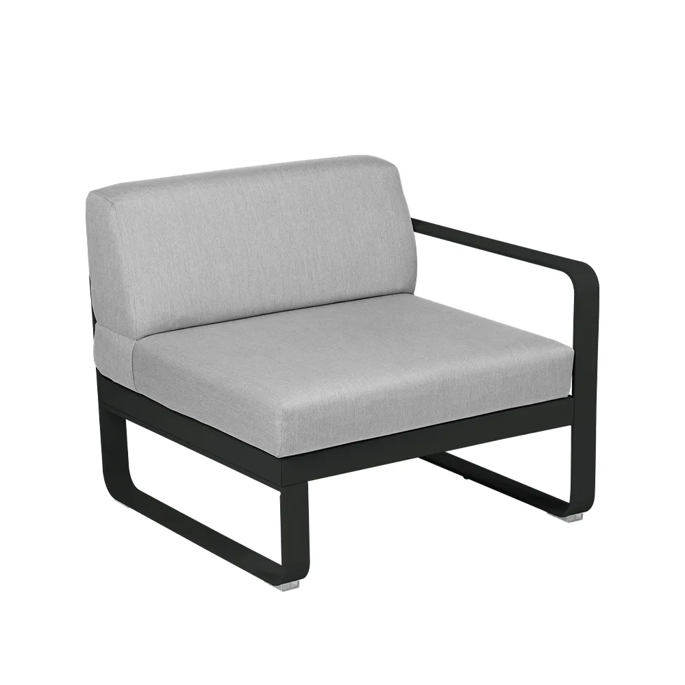 Bellevie Right modulsofa, Liquorice (svart), flannel grey pute, 1-sete Fermob