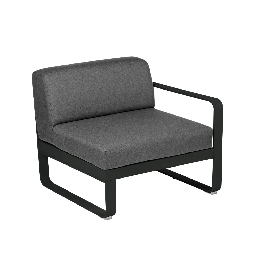 Bellevie Right modulsofa, Liquorice (svart), graphite grey pute, 1-seter Fermob