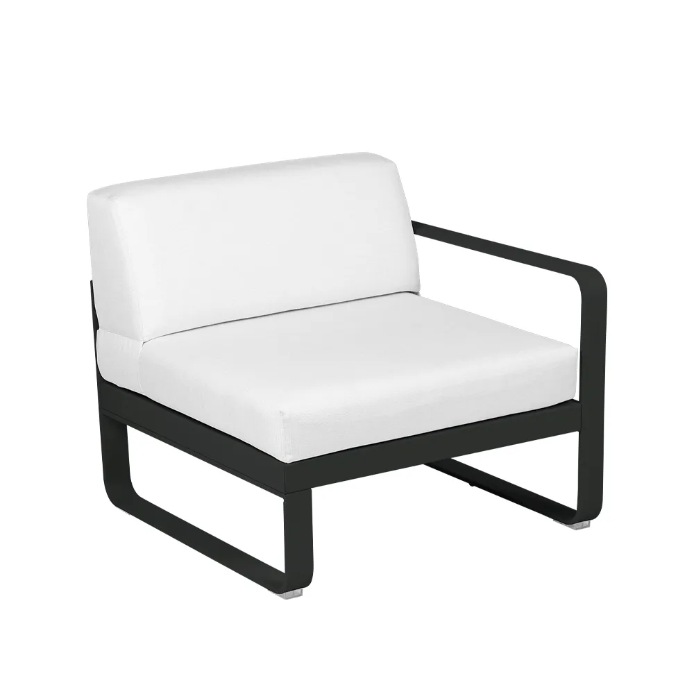 Bellevie Right modulsofa, Liquorice (svart), off-white pute, 1-sete Fermob