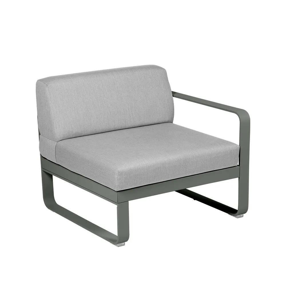 Bellevie Right modulsofa, Rosemary (grønn), flannel grey pute, 1-sete Fermob