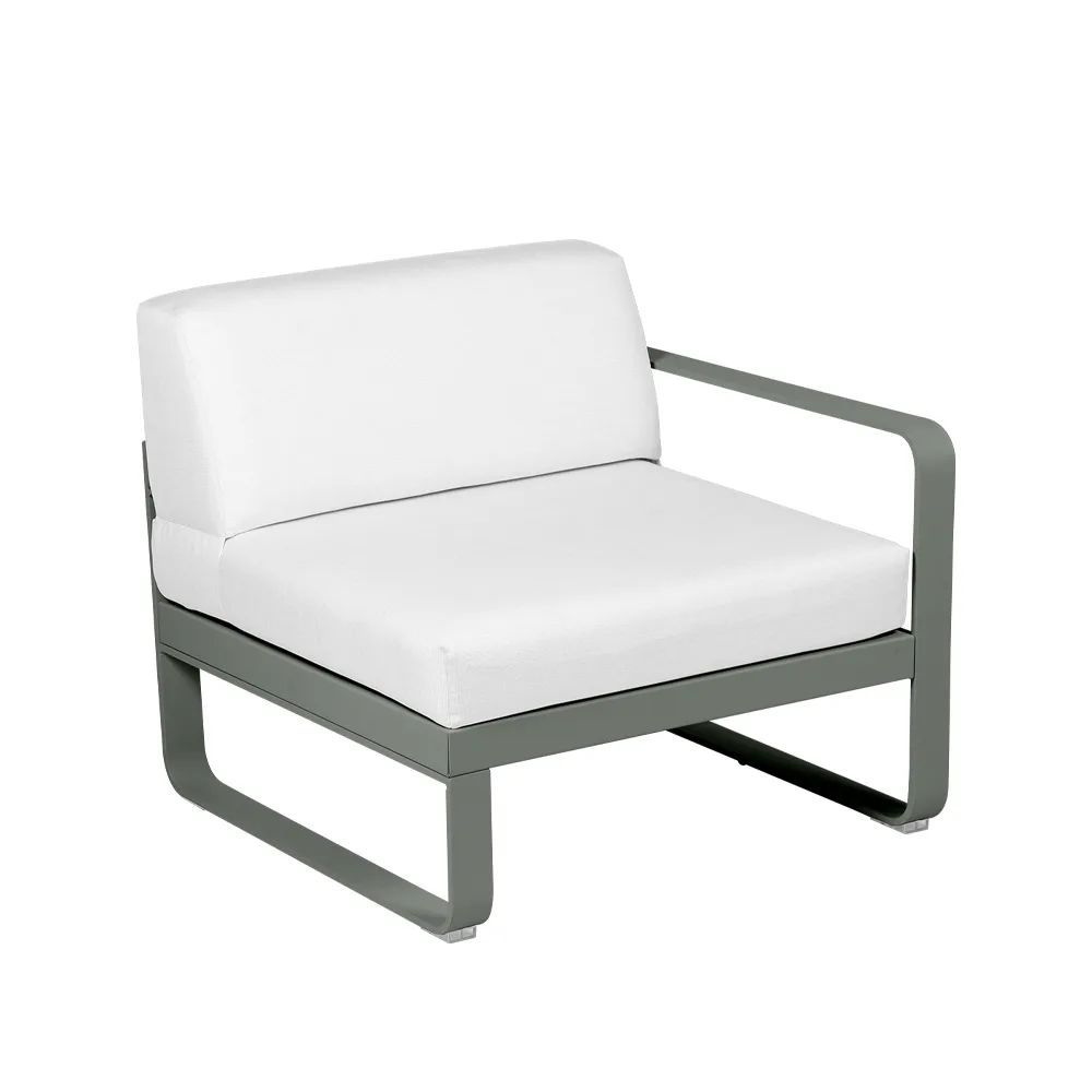 Bellevie Right modulsofa, Rosemary (grønn)-off-white pute-1-sete Fermob