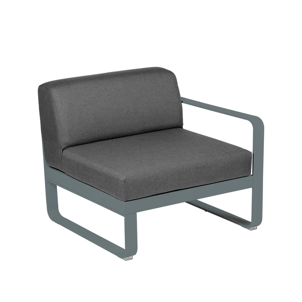 Bellevie Right modulsofa, Storm grey (grå), graphite grey pute, 1-seter Fermob