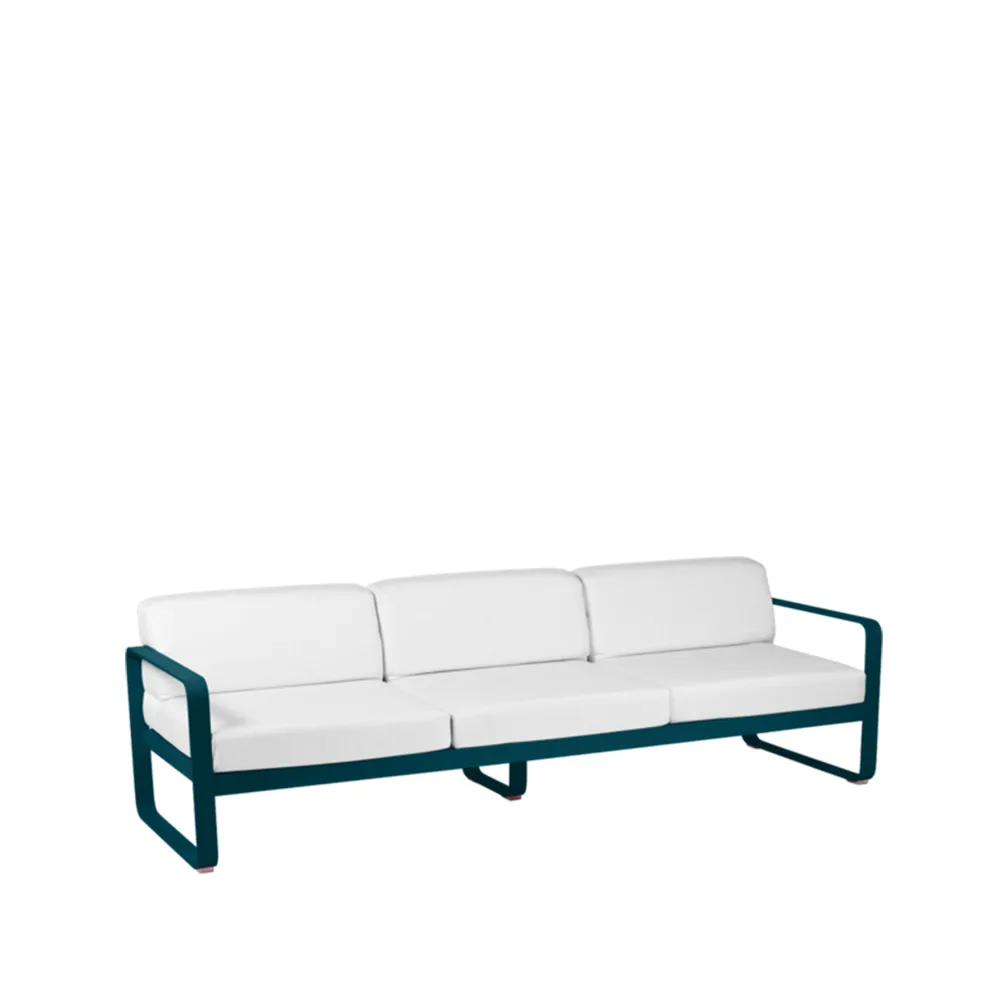 Bellevie sofa, 3-seters Acapulco blue (blå), off-white pute Fermob