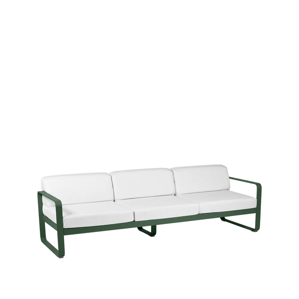 Bellevie sofa, 3-seters Cedar green (grønn), off-white pute Fermob