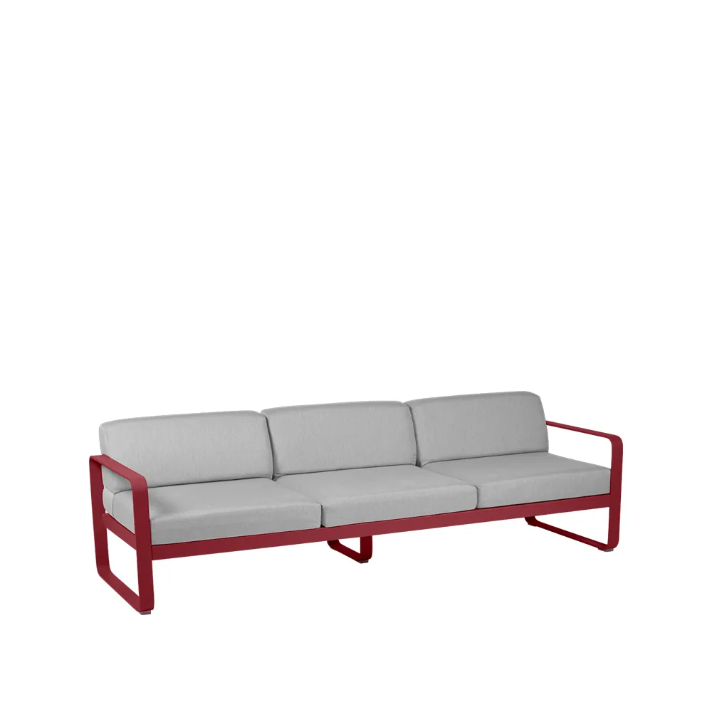 Bellevie sofa, 3-seters Chili (rød)-flannel grey pute Fermob
