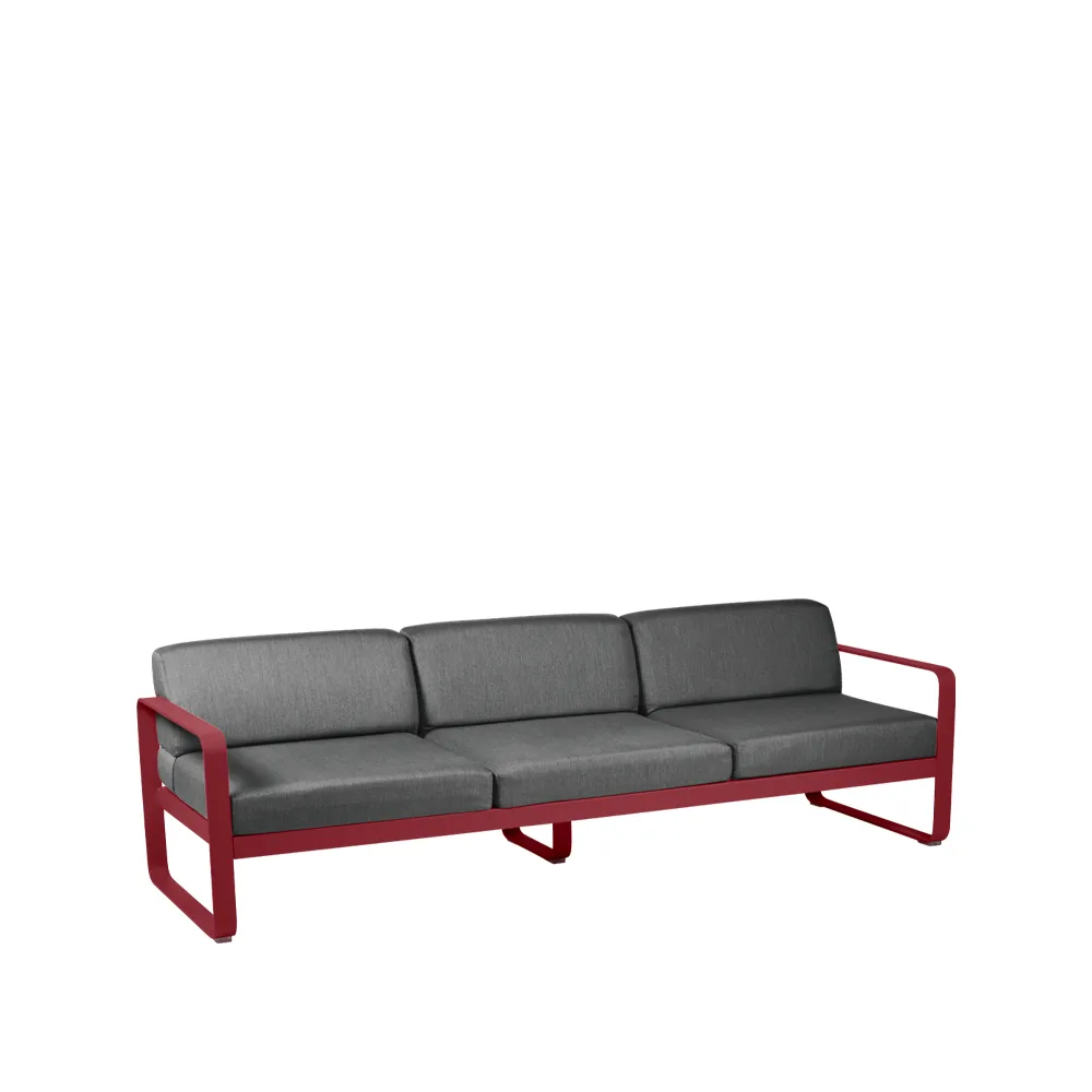 Bellevie sofa, 3-seters Chili (rød), graphite grey pute Fermob